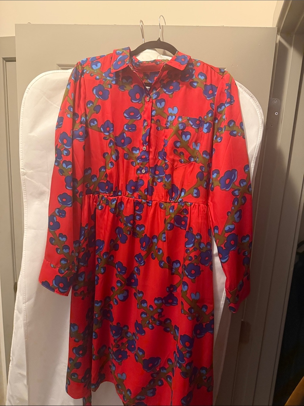 J.Crew Collection vintage Red A-Line Shirt-Dress in Lattice Floral. Size 12